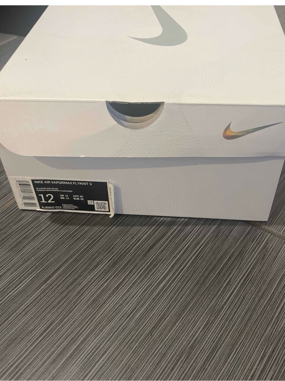Nike White Shoe Box with Iridescent/Holographic Swoosh
